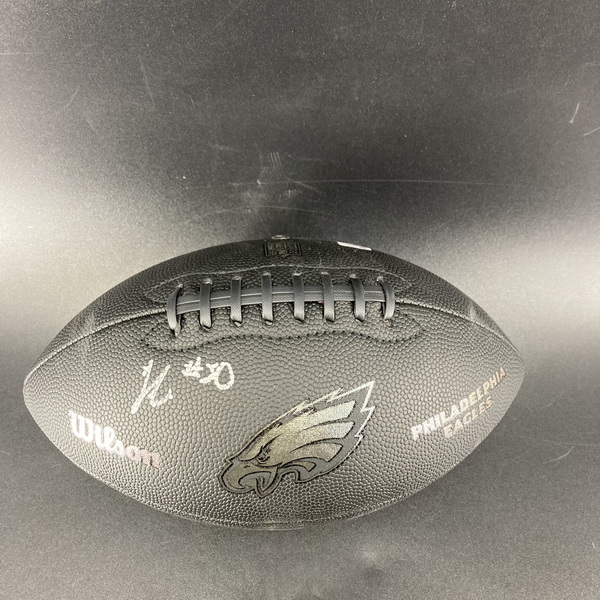 Eagles - Jihad Campbell Signed Black Composite Football With Eagles Logo