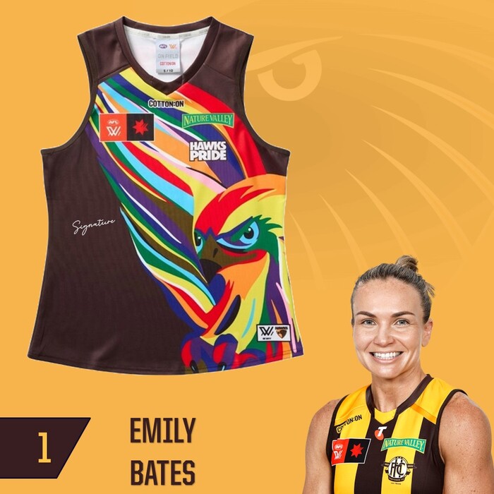 Photo of Emily Bates #1 Hawthorn 2025 Pride Player-Issue Guernsey