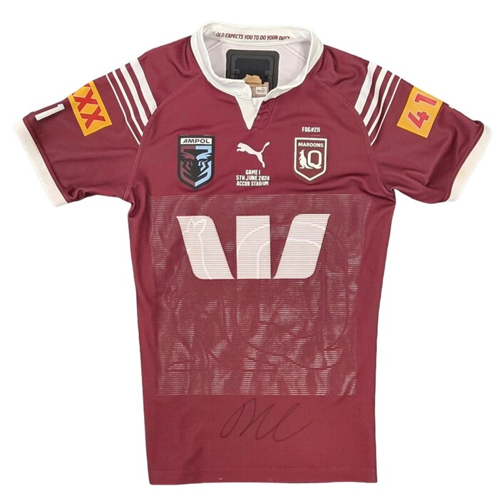 Photo of Jaydn Su'a 2024 Queensland Maroons Signed Match-Worn Jersey