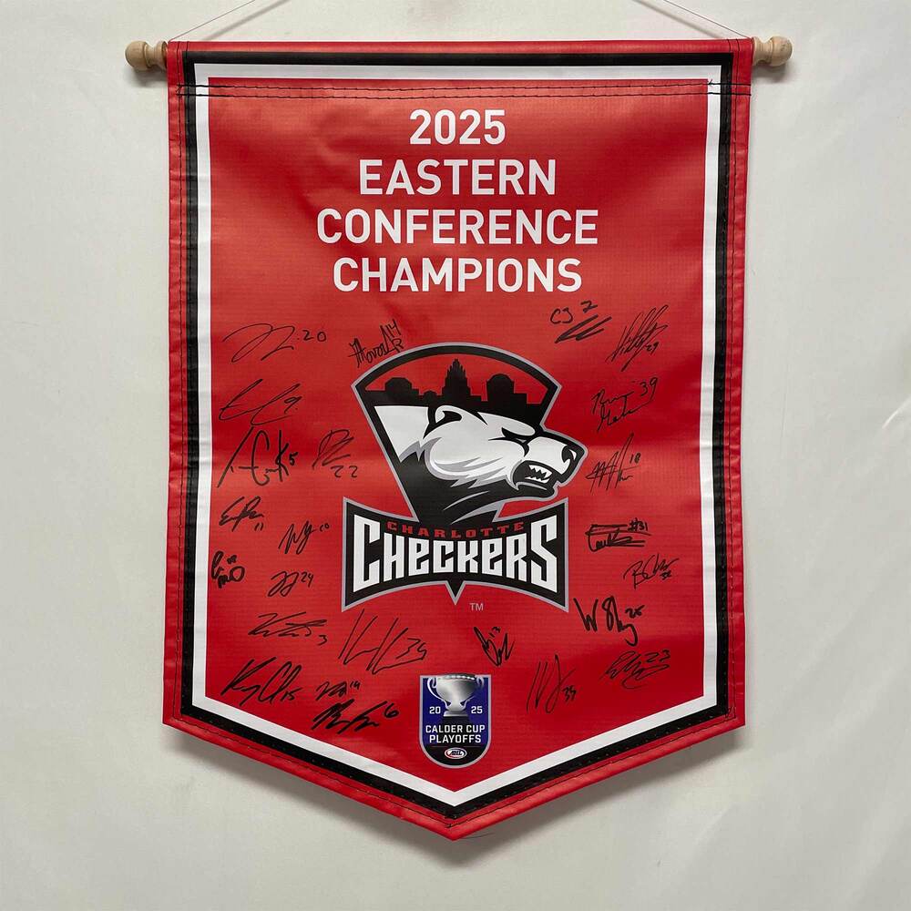 2025 Eastern Conference Champions Charlotte Checkers Team-Signed Banner