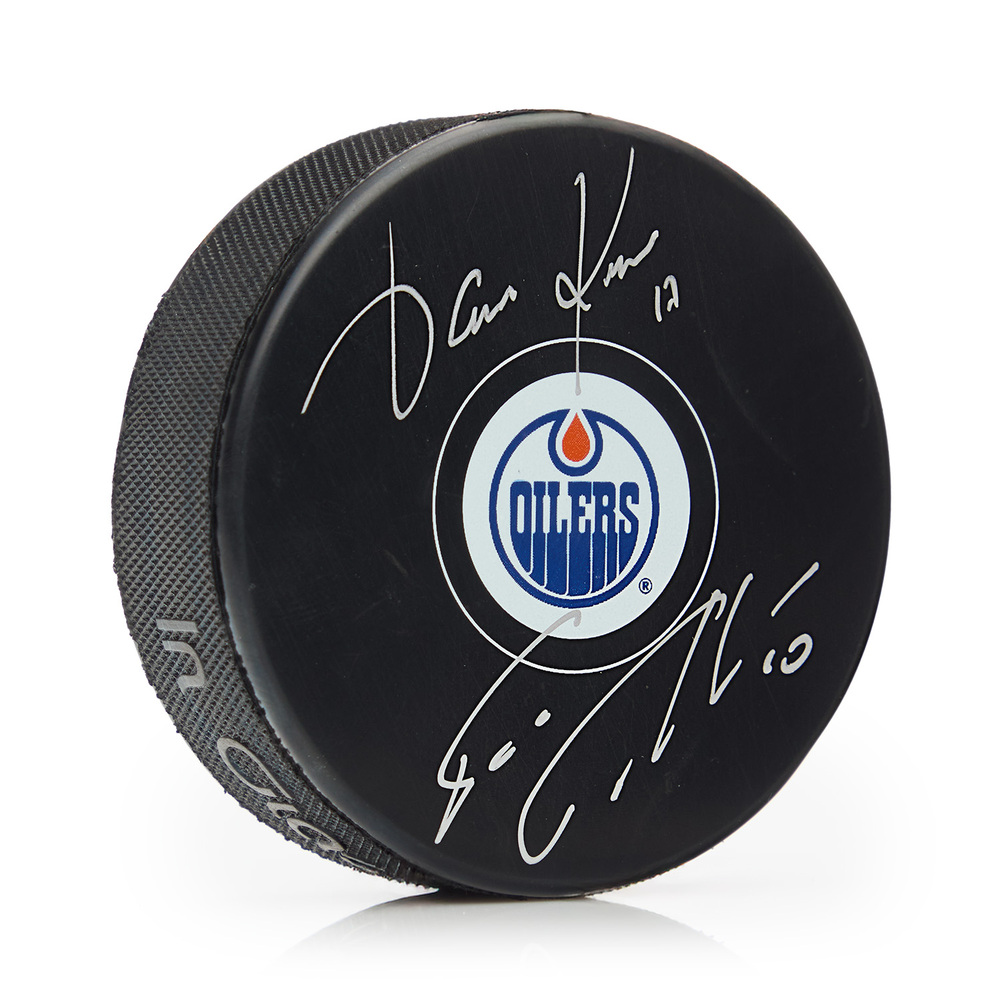 Jari Kurri & Esa Tikkanen Dual Signed Edmonton Oilers Hockey Puck