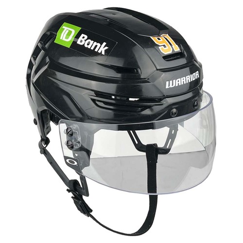 Photo of Game-Used 2024-2025 Black Warrior Hockey Helmet - Nikita Zadorov