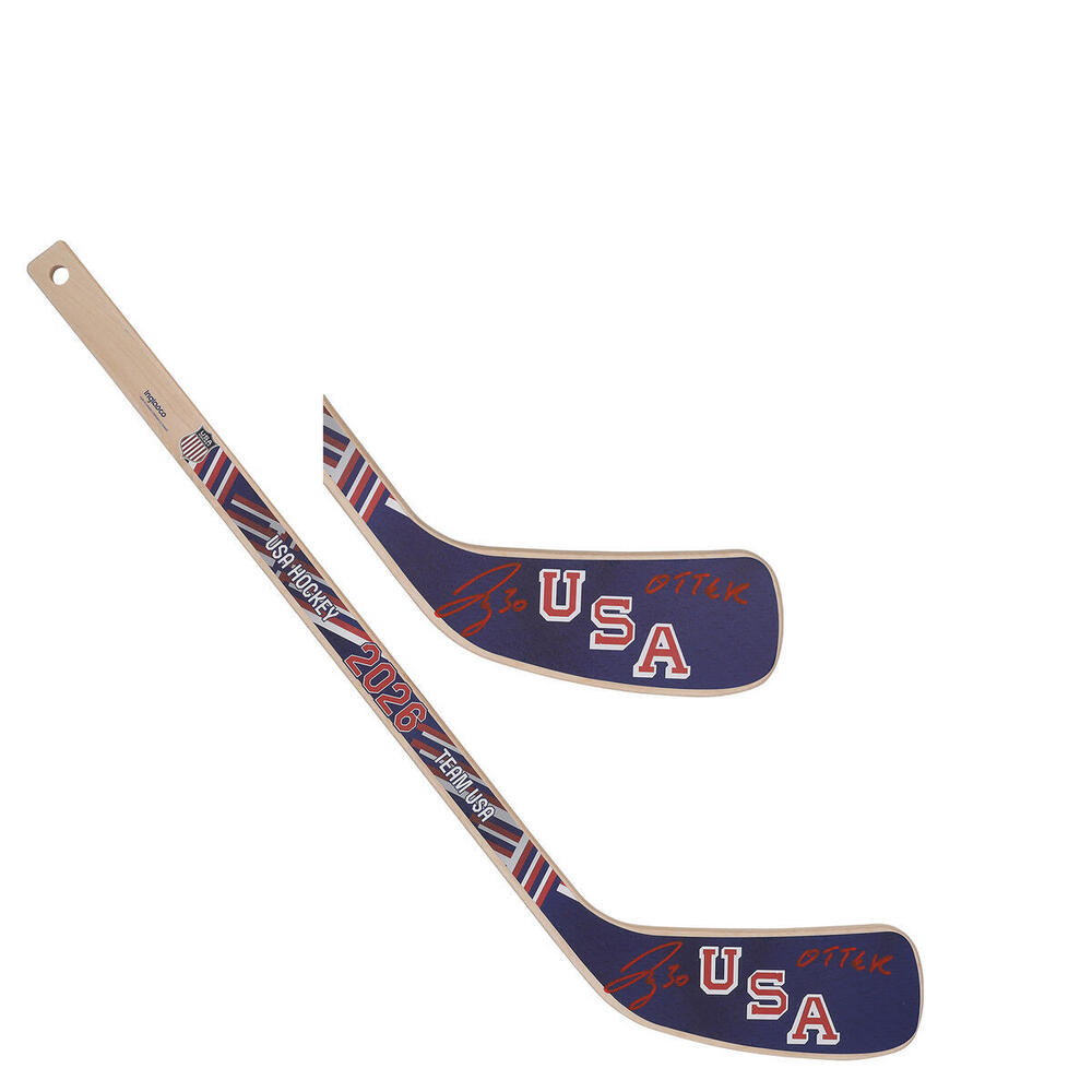Jake Oettinger Dallas Stars Autographed Team USA 2026 Olympics Mini Wood Stick with 