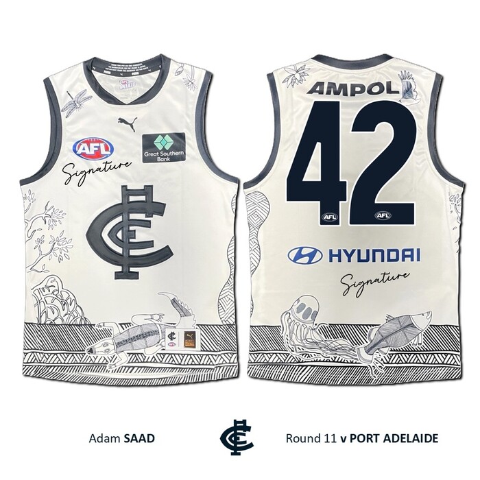 Photo of Adam Saad #42 Carlton 2026 Indigenous Clash Guernsey