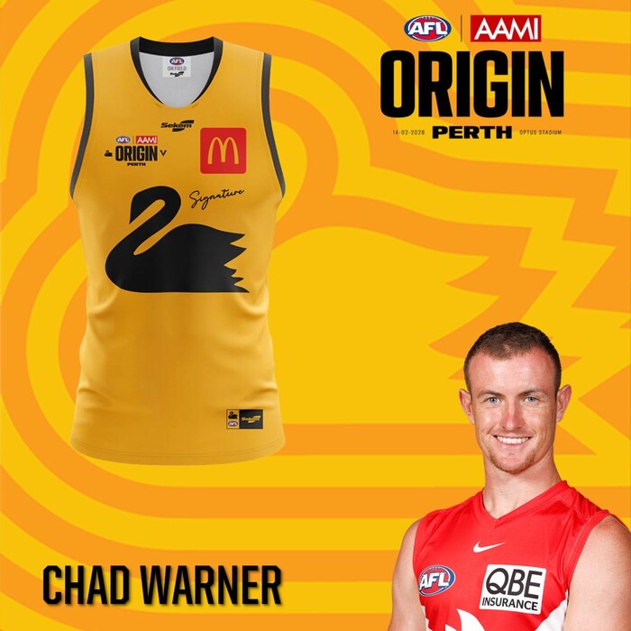 Photo of Chad Warner 2026 WA AFL Origin Guernsey