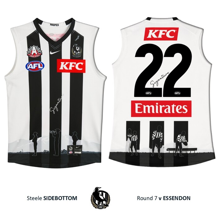 Steele Sidebottom #22 Collingwood 2026 Anzac Day Match-Worn Guernsey