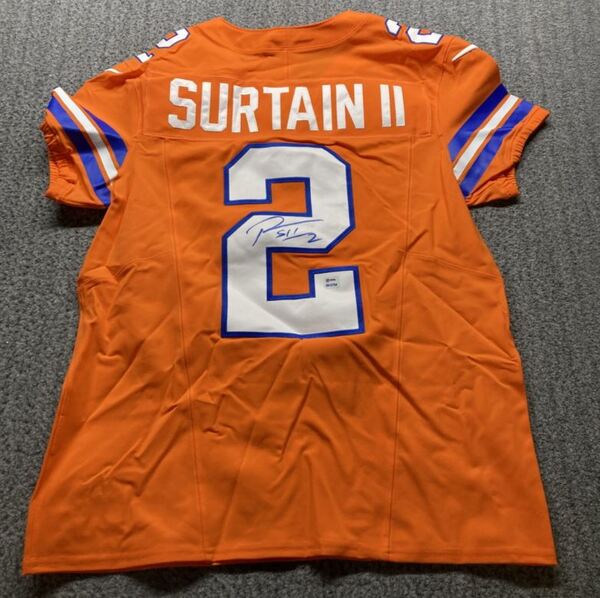 NFL - Broncos Pat Surtain Signed Authentic Throwback Jersey