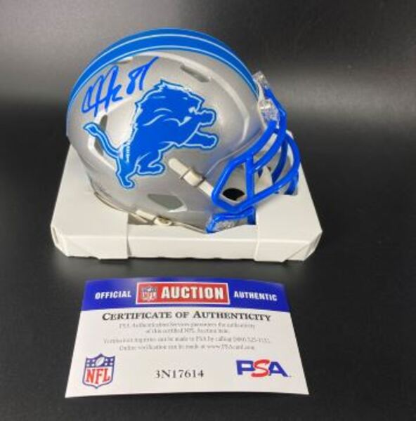 HOF - Lions Calvin Johnson Signed Mini Helmet