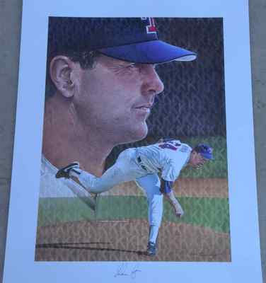 Autographed Nolan Ryan Face Lithograph | MiLB Auctions