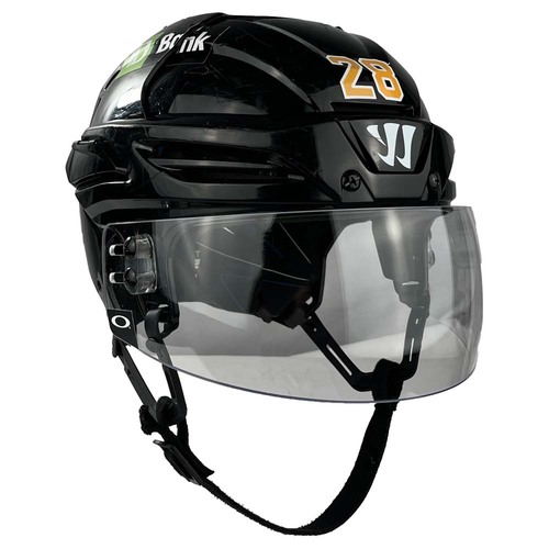 Photo of Game-Used 2024-2025 Black Warrior Hockey Helmet - Elias Lindholm