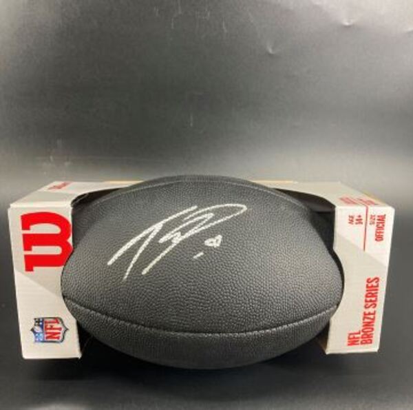 NFL - Panthers Trevor Etienne Signed Black Composite Silver Series Football