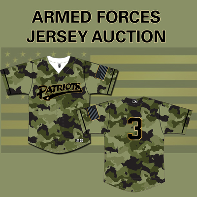 Oliver Dunn #3, Gameworn Somerset Patriots Armed Forces Camo Jersey, Size 44