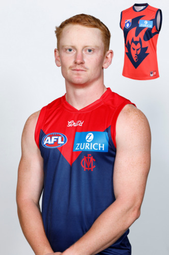 Photo of 2025 Melbourne Demons Red Flamehead Guernsey - Jake Bowey #17