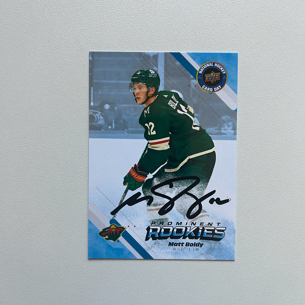2022-23 UD Prominent National Hockey NHCD-8 MATT BOLDY Autographed Rookie Card