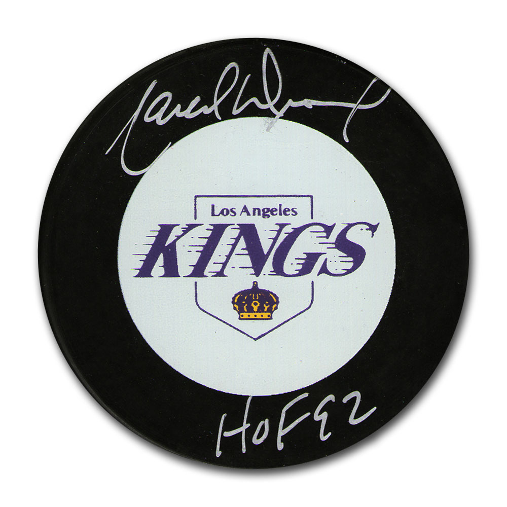 Marcel Dionne Autographed Los Angeles Kings Puck w/HOF 92 Inscription