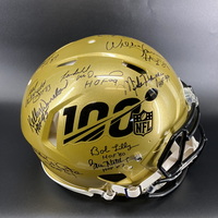 HOF - Multi Signed Authentic Gold 100 Season Speed Helmet Signed by Bruc...
