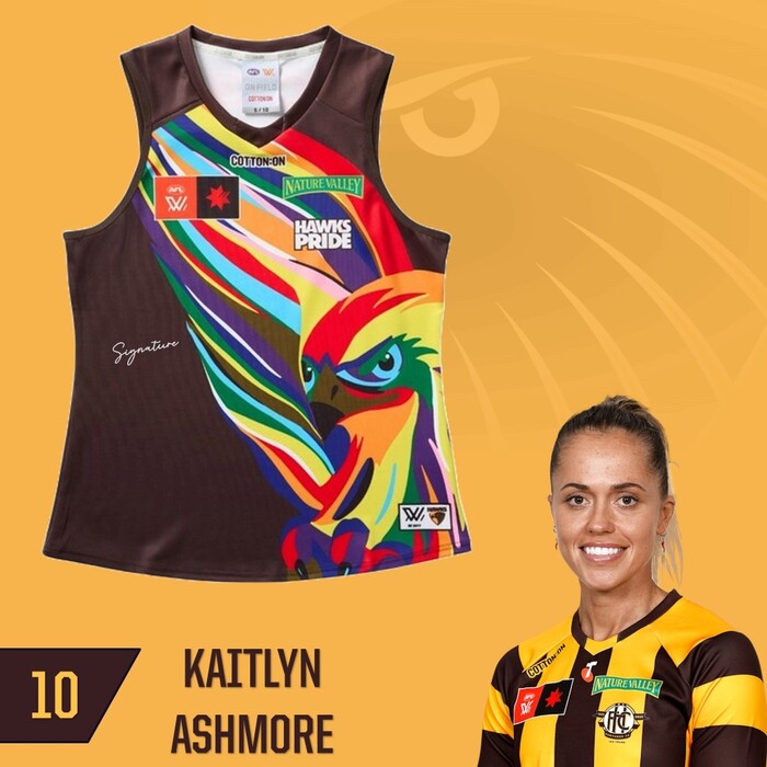 Photo of Kaitlyn Ashmore #10 Hawthorn 2025 Pride Match-Worn Guernsey