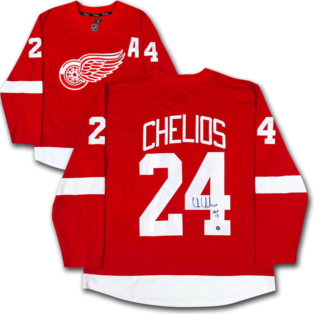 Chris Chelios Autographed Detroit Red Wings Jersey w/HOF 13 Inscription