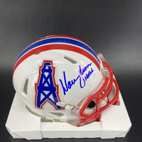 HOF - Oilers Warren Moon Signed Mini Helmet with HOF 06 Inscription