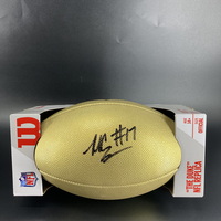 NFL - Jets Malachi Corley Signed Gold Composite Football