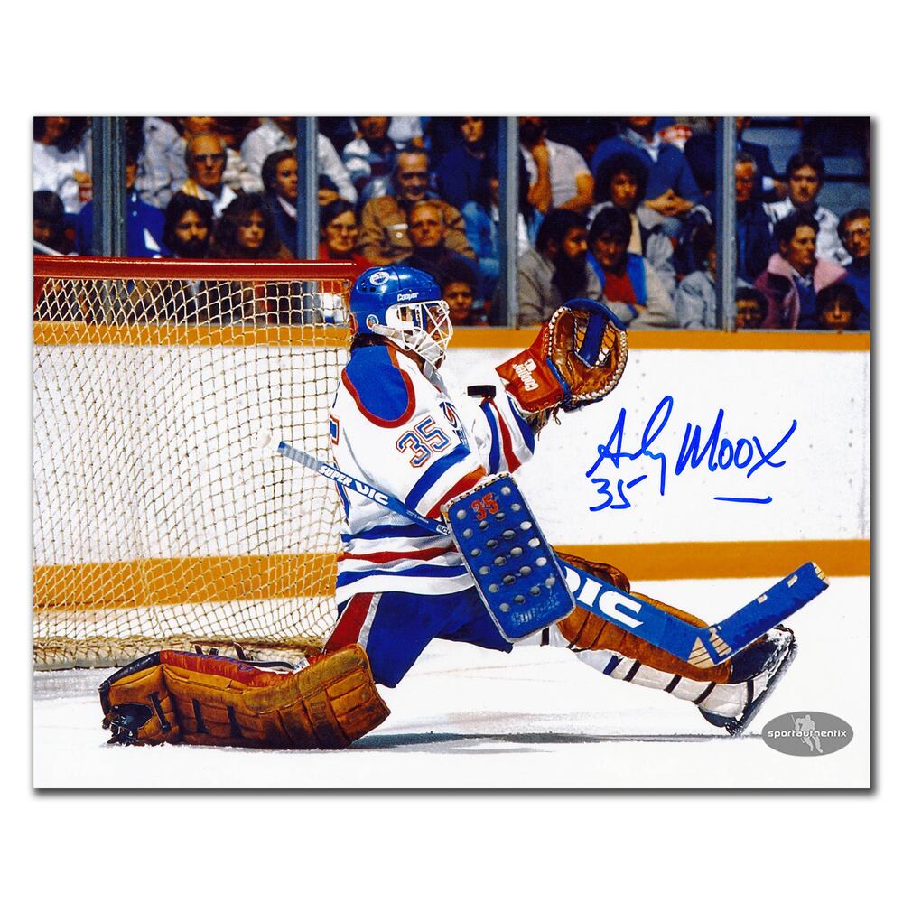 Andy Moog Edmonton Oilers Big Save Autographed 8x10