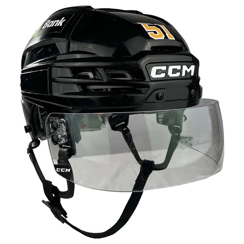 Photo of Game-Used 2024-2025 Black CCM Hockey Helmet - Matthew Poitras