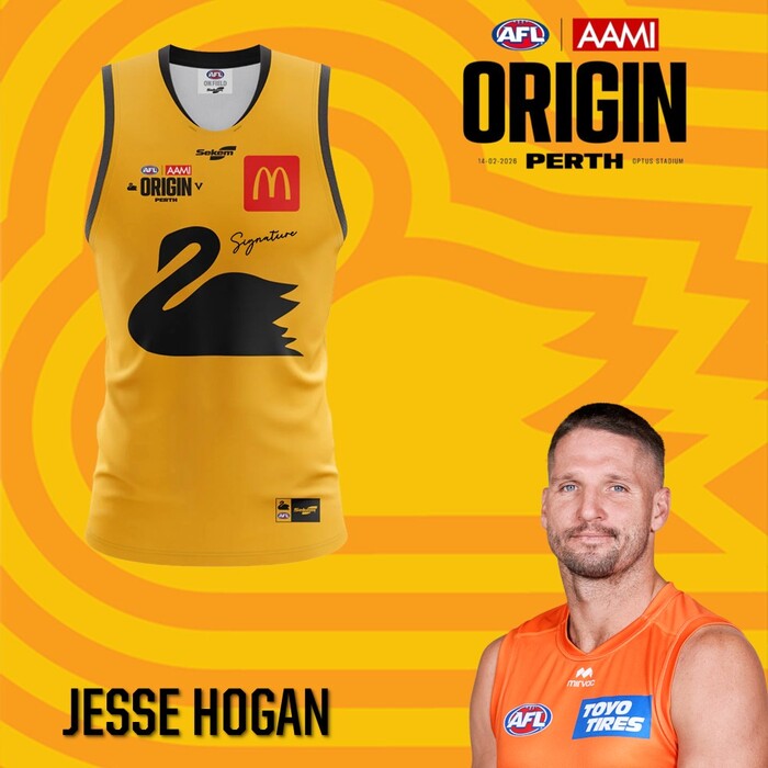 Photo of Jesse Hogan 2026 WA AFL Origin Guernsey