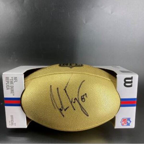 NFL - Cowboys Jake Ferguson Signed Gold Composite Football