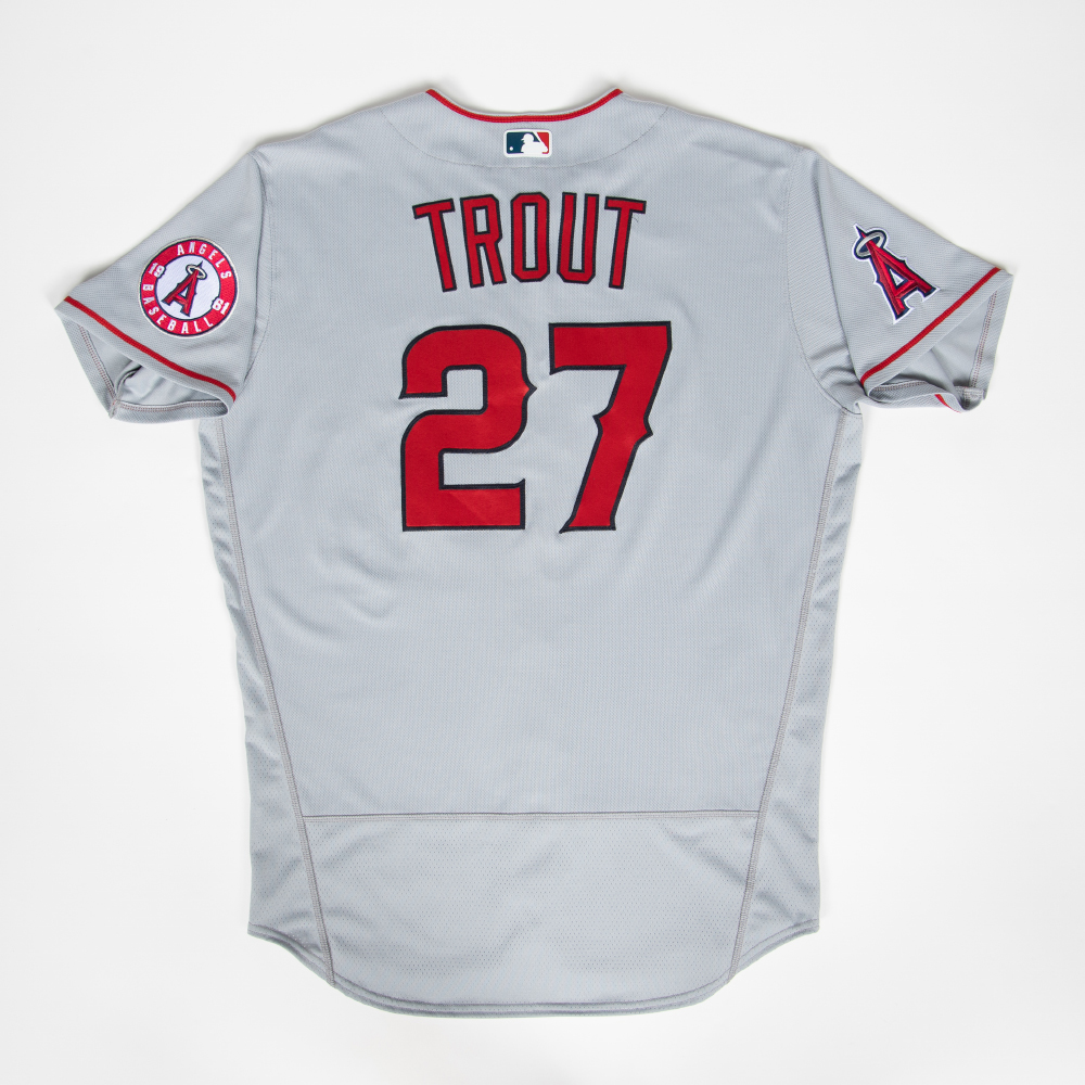 2022 Mike Trout Game Used Gray Jersey (9/9/22 Ties Bobby Bonds for