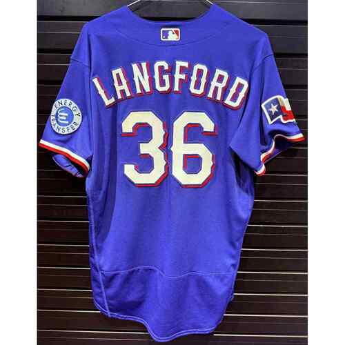 Wyatt Langford #36 Texas Rangers Team-Issued 2025 Blue Alternate