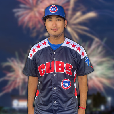 South Bend Cubs Authentic Game Worn Patriotic Jersey. #45, D'Angelo Jimenez, Size 50, 2XL.