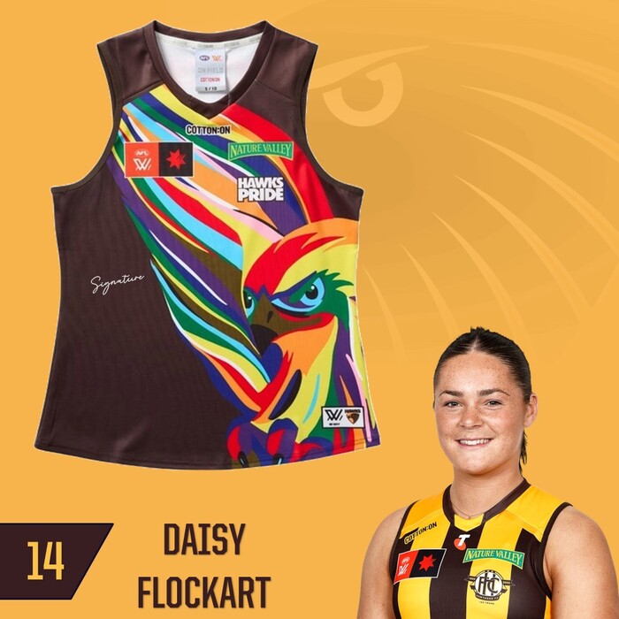 Photo of Daisy Flockart #14 Hawthorn 2025 Pride Match-Worn Guernsey