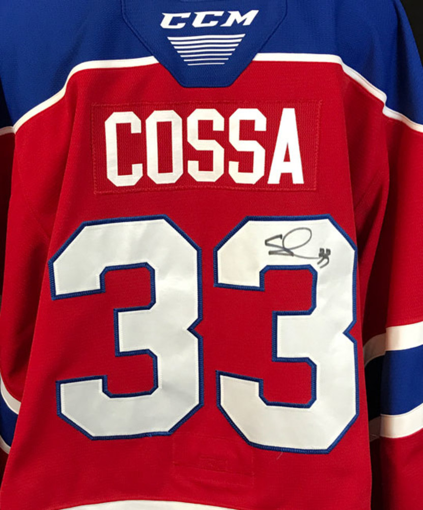 Sebastian Cossa 33 Autographed 2021 Edmonton Oil Kings GameWorn Red