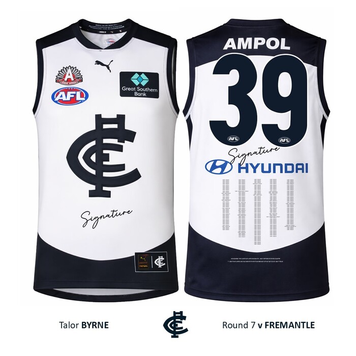 Photo of Talor Byrne #39 Carlton 2026 ANZAC Day Match Guernsey