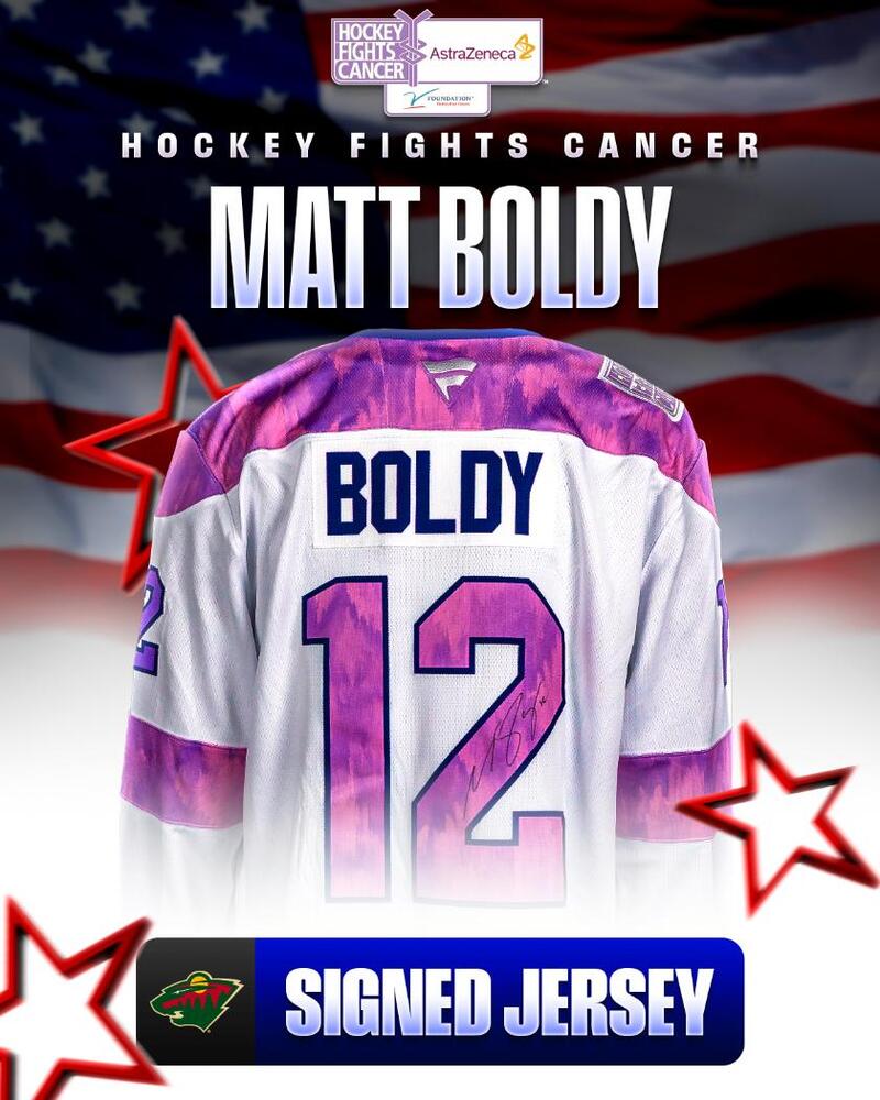 Matt Boldy Autographed Hockey Fights Cancer Jersey - Minnesota Wild