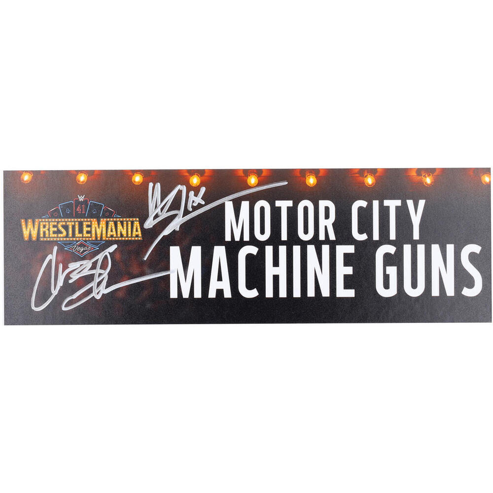 Authentic Event-Used: Motor City Machine Guns Autographed WrestleMania 41 Private Signing Nameplate