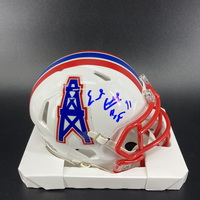 HOF - Oilers Earl Campbell Signed Mini Helmet with HOF 91 Inscription