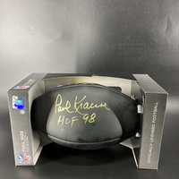 HOF - Vikings Paul Krause Signed Black Panel Ball With HOF Logo
