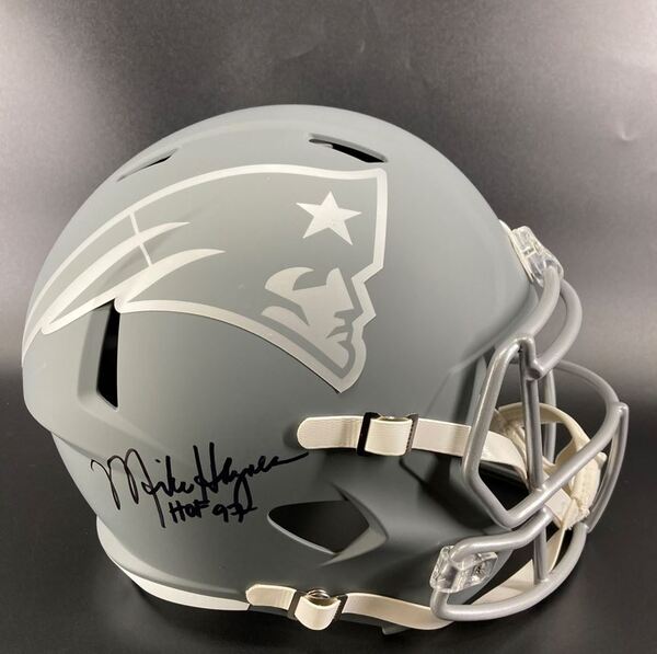 HOF - Patriots Mike Haynes Signed Replica Slate Speed Helmet with HOF 97...