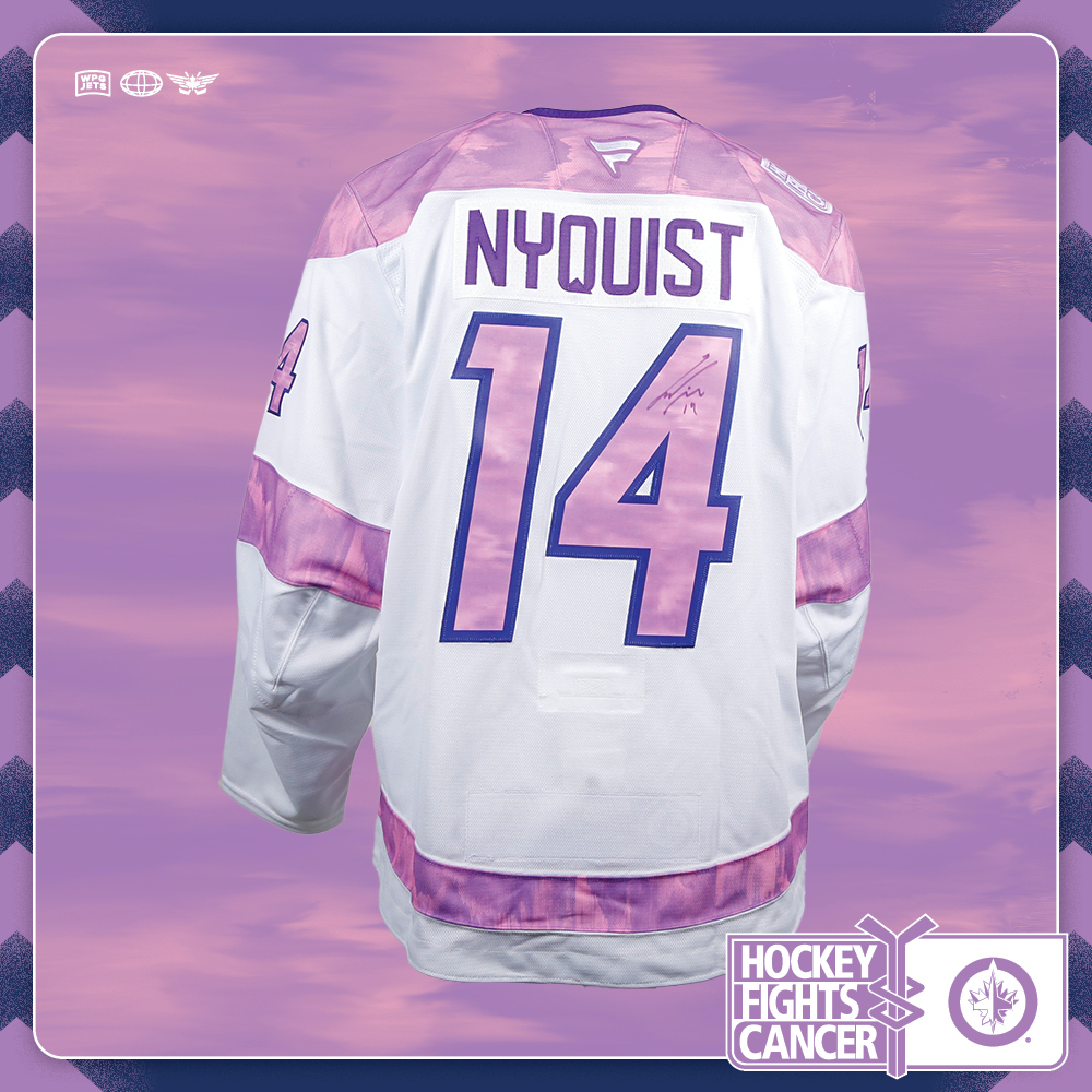 Gustav Nyquist #14 Team Issued Limited Edition Autographed Hockey Fights Cancer Jersey