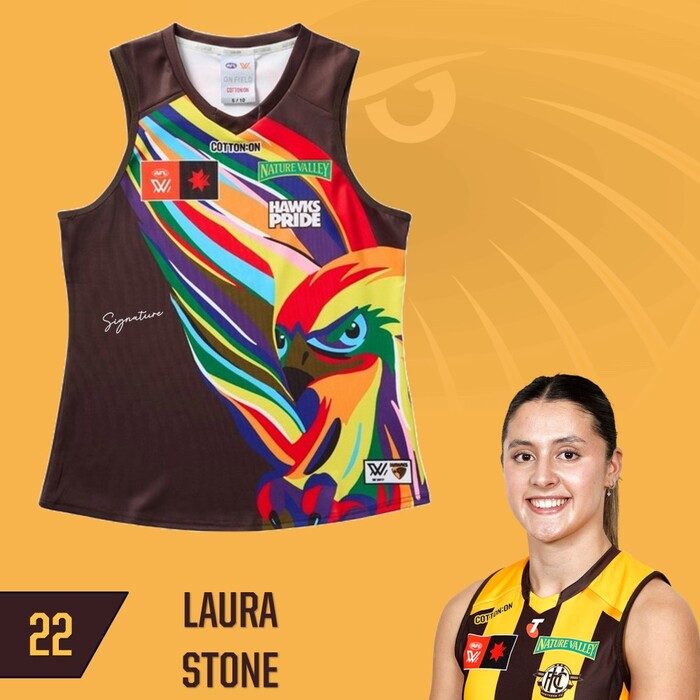 Photo of Laura Stone #22 Hawthorn 2025 Pride Match-Worn Guernsey
