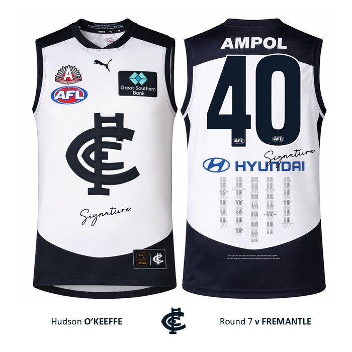 Photo of Hudson O'Keeffe #40 Carlton 2026 ANZAC Day Match Guernsey