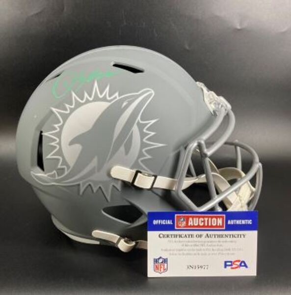 NFL - Dolphins Quinn Ewers Signed Slate Replica Speed Helmet