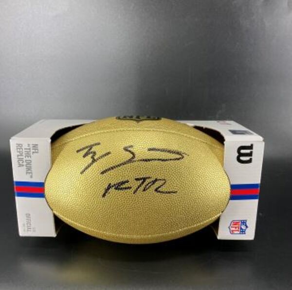 NFL - Rams Ty Simpson Signed Gold Composite Football