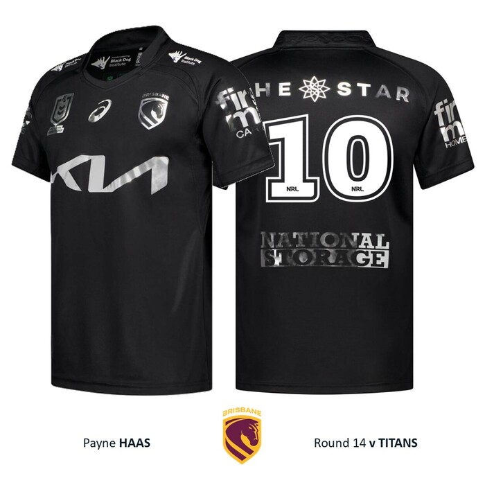 Photo of Payne Haas #10 Brisbane Broncos 2026 Black Jersey Player-Issued 