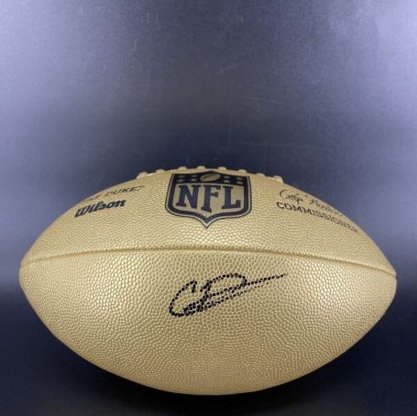 NFL - Cowboys Caleb Downs Signed Gold Composite Football