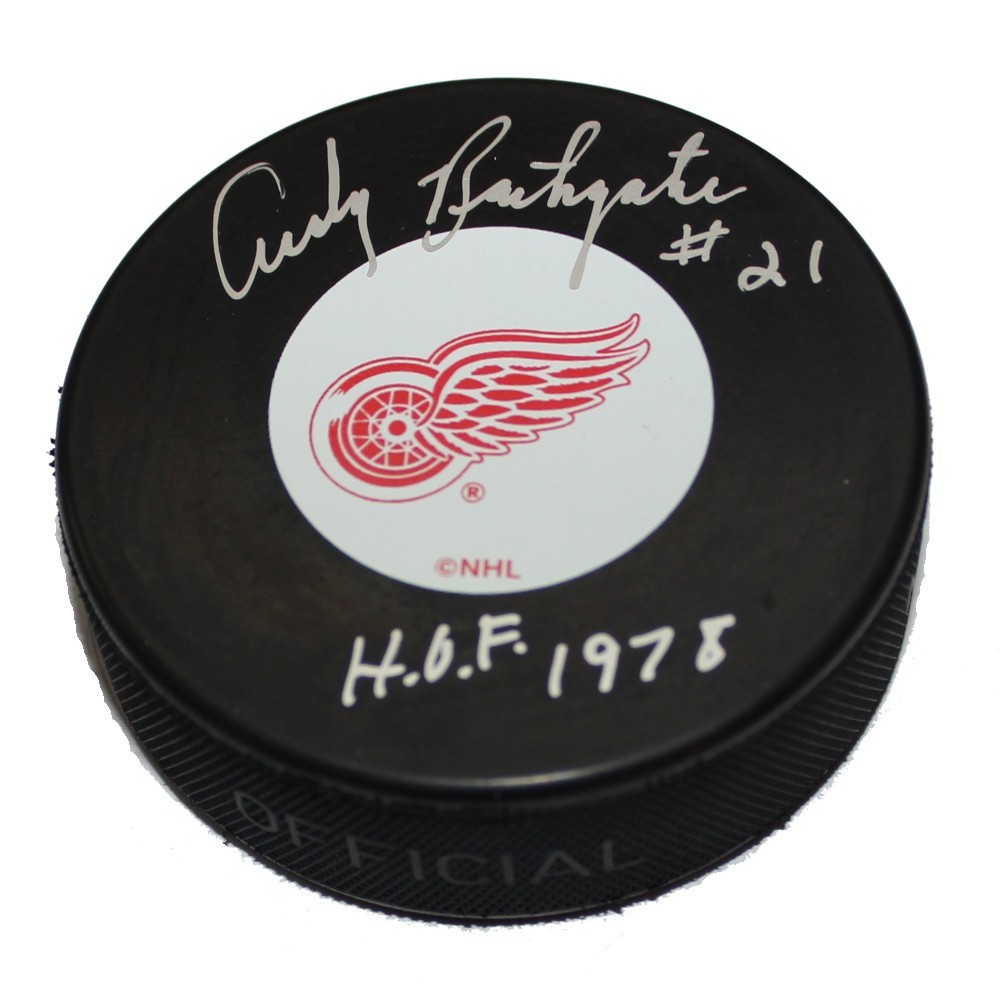 Andy Bathgate Autographed Detroit Red Wings Puck