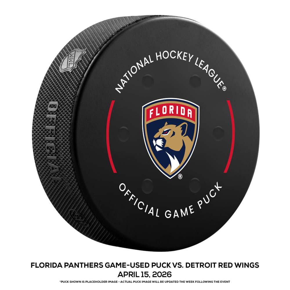 Florida Panthers Game-Used Puck vs. Detroit Red Wings on April 15, 2026