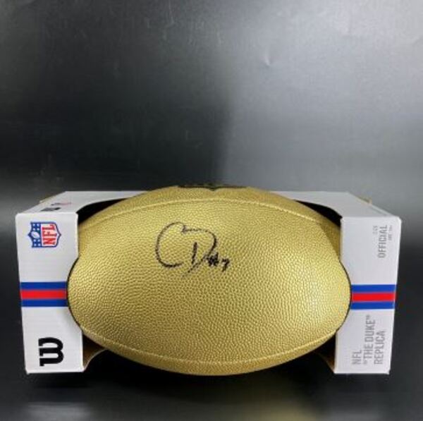 NFL - Dolphins Caleb Douglas Signed Gold Composite Football