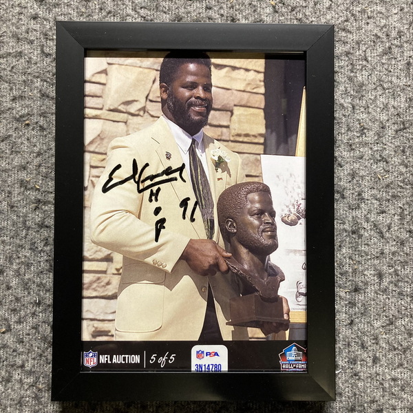 HOF - Oilers Earl Campbell NFL Auction Exclusive Signed 5x7 Framed Photo...